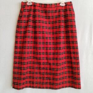 Vintage Pendleton Skirt Size 16 Red Tartan Plaid Wool‎ Knee Length Dark Academia